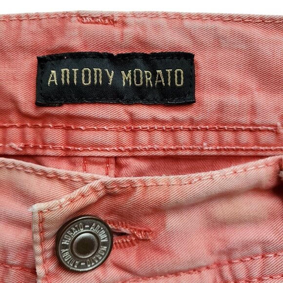 ANTONY MORATO Krop Loose Tapered Leg Pink Peach 100% Cotton Jeans US 32 - Picture 8 of 16